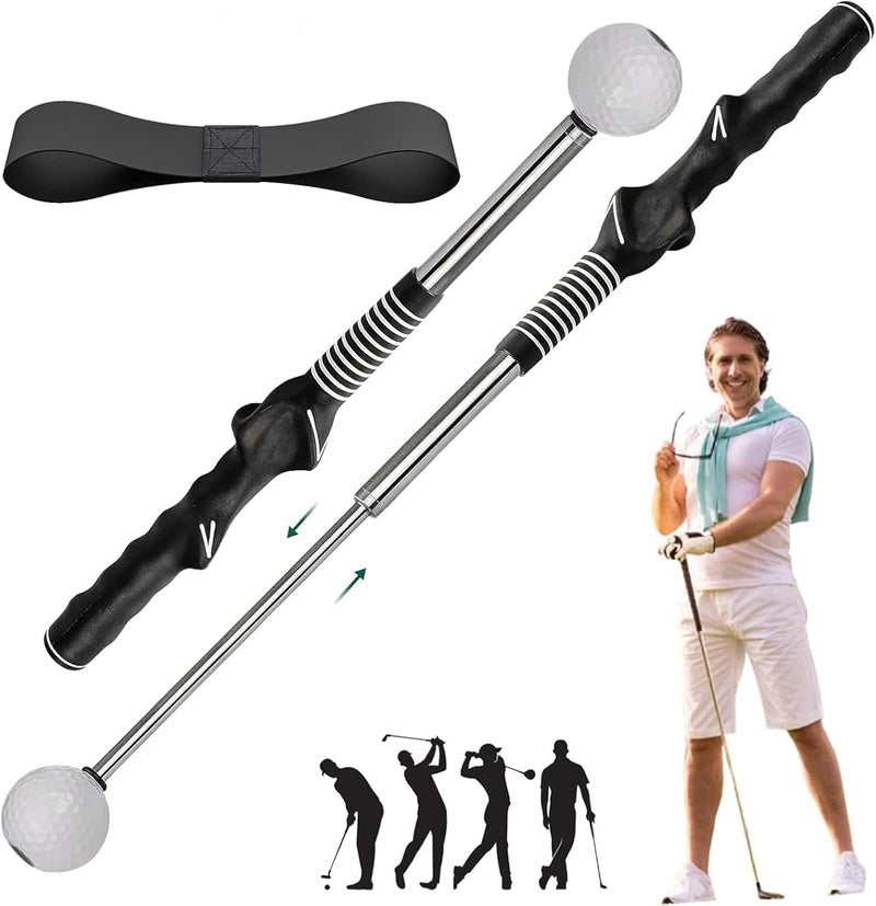 MHKLCD Retractable Golf Swing Training Aid, Golf Grip Trainer and Right-Handed Golf Training Aid for Chipping Hitting, Portable Grip Trainer with Click Feedback - Image 1